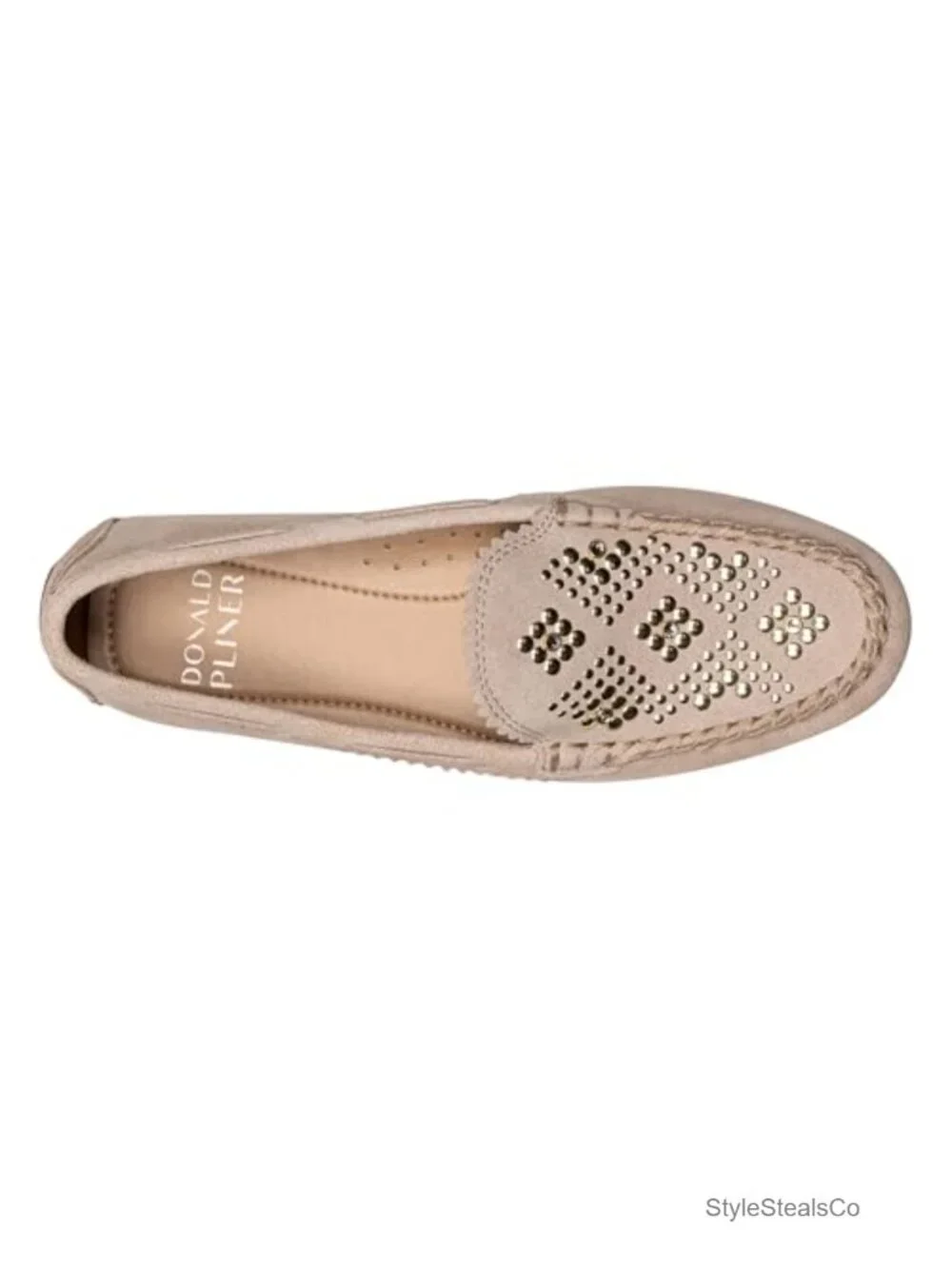 Suede Driver-Style Loafer with Metal Studs and Memory Foam